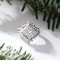 2Ct White Princess Cut Bezel Set Bridal Ring Set | Enhancer Wedding Band with Solitaire | Luxury Jewelry Gift for Women