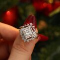 2Ct White Princess Cut Bezel Set Bridal Ring Set | Enhancer Wedding Band with Solitaire | Luxury Jewelry Gift for Women