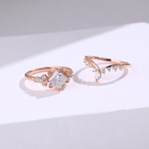 2.20Ct White Princess Cut Solitaire Bridal Ring Set | Timeless Anniversary Jewelry Gift for Wife