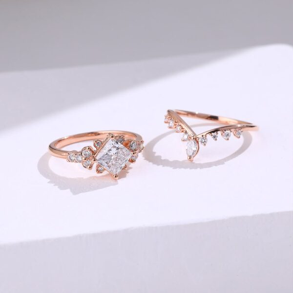 2.20Ct White Princess Cut Solitaire Bridal Ring Set | Timeless Anniversary Jewelry Gift for Wife