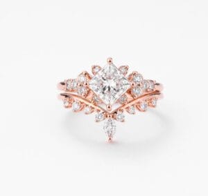 2.20Ct White Princess Cut Solitaire Bridal Ring Set | Timeless Anniversary Jewelry Gift for Wife