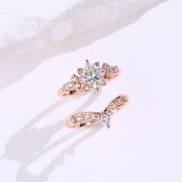 2.20Ct White Princess Cut Solitaire Bridal Ring Set | Timeless Anniversary Jewelry Gift for Wife