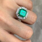 2.50Ct Green Asscher Cut Halo Ring | Luxury Wedding & Special Occasion Jewelry