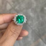 2.50Ct Green Asscher Cut Halo Ring | Luxury Wedding & Special Occasion Jewelry