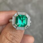 2.50Ct Green Asscher Cut Halo Ring | Luxury Wedding & Special Occasion Jewelry