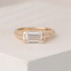 1.20Ct White Emerald Cut Half Bezel Ring for Mother | Timeless Birthday Gift Jewelry for Women