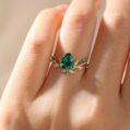 2.10Ct Green Pear Cut Solitaire Engagement Ring | Vintage Inspired Wedding Gift Ring For Bride