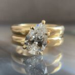 1.50Ct Pear Cut Solitaire Wedding Ring | Double Band Stacking Ring