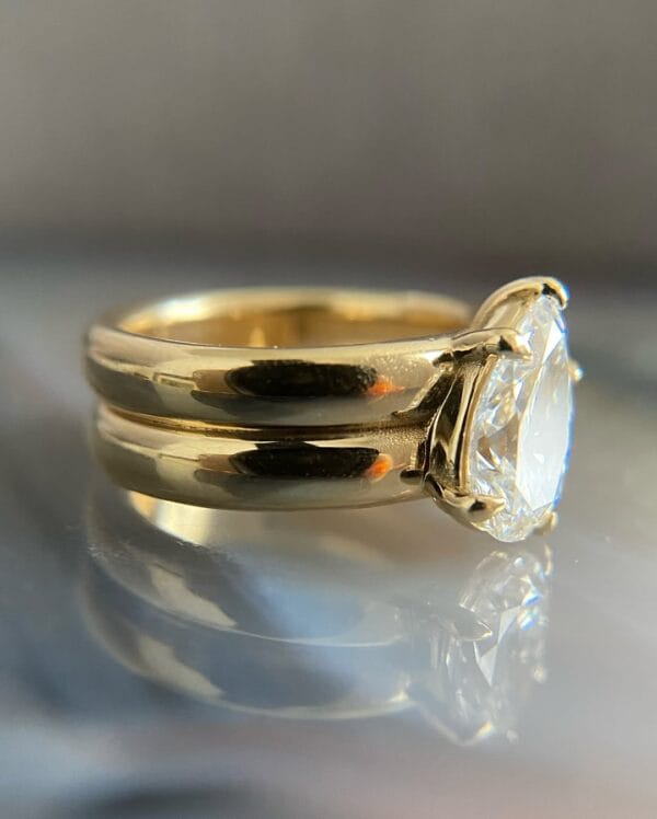 1.50Ct Pear Cut Solitaire Wedding Ring | Double Band Stacking Ring