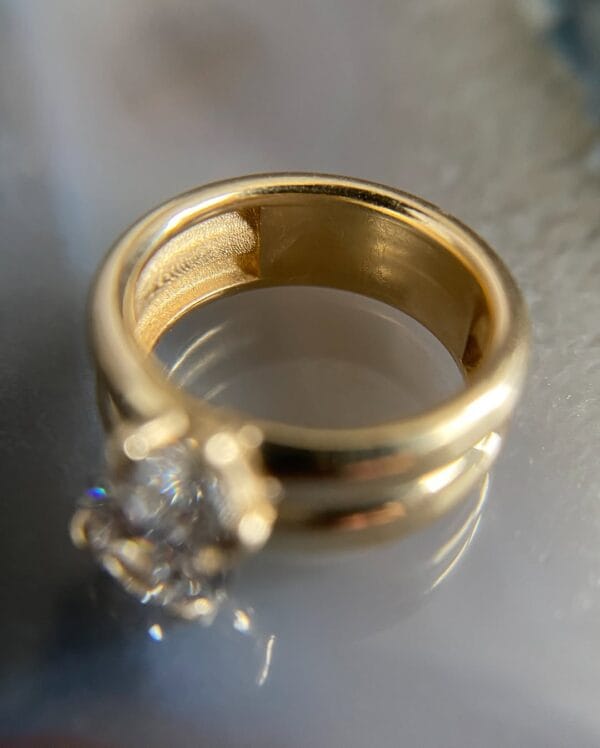 1.50Ct Pear Cut Solitaire Wedding Ring | Double Band Stacking Ring