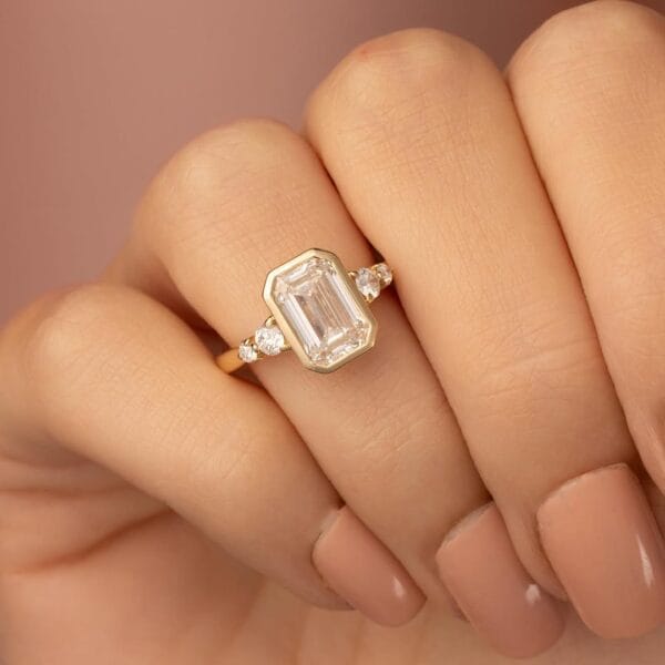 2.50Ct White Emerald Cut Bezel Set Promise Ring | Elegant Wedding & Thank You Gift For Her