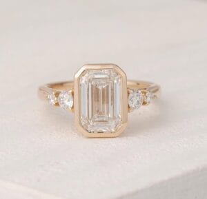 2.50Ct White Emerald Cut Bezel Set Promise Ring | Elegant Wedding & Thank You Gift For Her