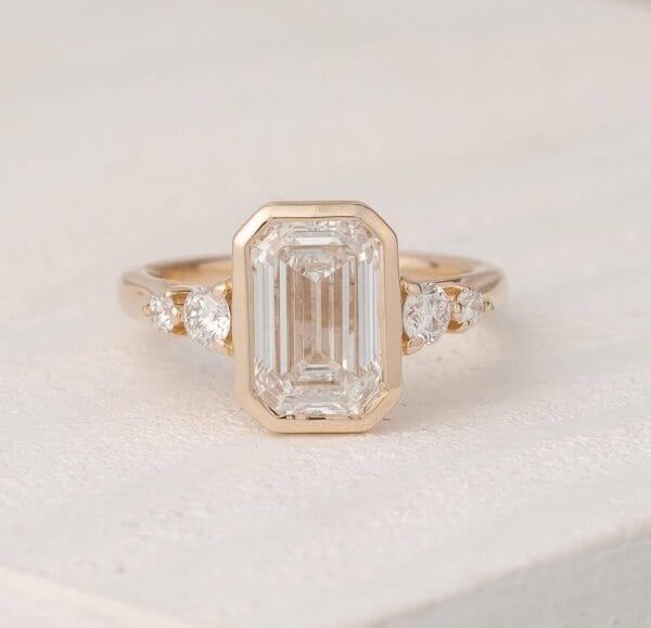 2.50Ct White Emerald Cut Bezel Set Promise Ring | Elegant Wedding & Thank You Gift For Her