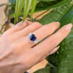 1.20Ct Blue Sapphire Heart Cut Three Stone Ring | Romantic Promise & Anniversary Gift Jewelry For Her