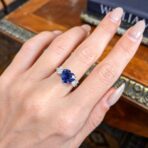 1.20Ct Blue Sapphire Heart Cut Three Stone Ring | Romantic Promise & Anniversary Gift Jewelry For Her