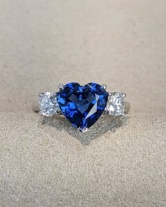 1.20Ct Blue Sapphire Heart Cut Three Stone Ring | Romantic Promise & Anniversary Gift Jewelry For Her