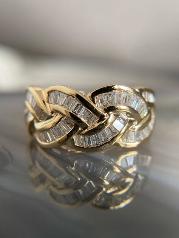 Baguette Cut Channel Set Half Eternity Band | Anniversary Ring for Wife