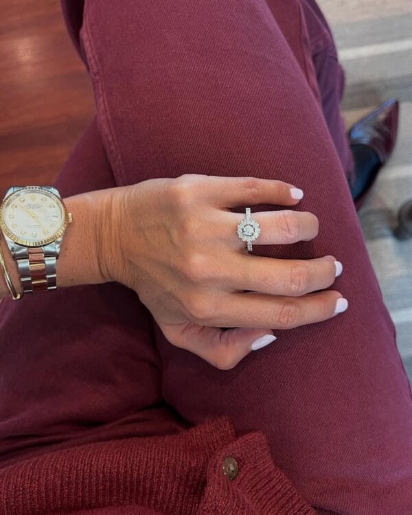 1.10Ct White Round Cut Halo Engagement Ring For Her | Elegant Proposal Jewelry Gift For Women