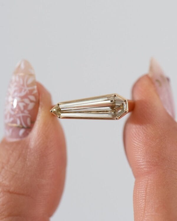 1.50Ct White Shield Cut Bezel Engagement Ring | Modern Micro Pave Jewelry For Women