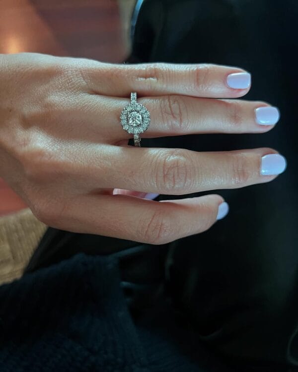 1.10Ct White Round Cut Halo Engagement Ring For Her | Elegant Proposal Jewelry Gift For Women