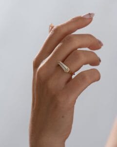 1.50Ct White Shield Cut Bezel Engagement Ring | Modern Micro Pave Jewelry For Women