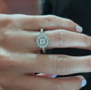 1.10Ct White Round Cut Halo Engagement Ring For Her | Elegant Proposal Jewelry Gift For Women