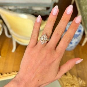 1.10Ct White Round Cut Cluster Engagement Ring | Elegant Statement Jewelry Gift For Her