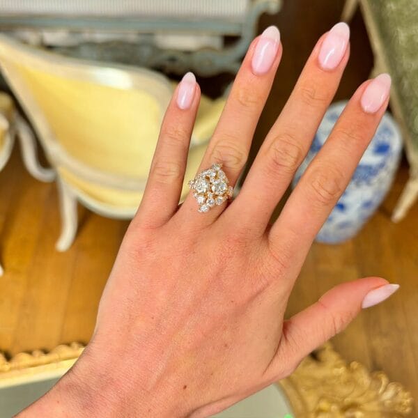 1.10Ct White Round Cut Cluster Engagement Ring | Elegant Statement Jewelry Gift For Her