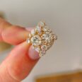 1.10Ct White Round Cut Cluster Engagement Ring | Elegant Statement Jewelry Gift For Her