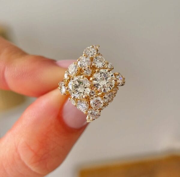 1.10Ct White Round Cut Cluster Engagement Ring | Elegant Statement Jewelry Gift For Her