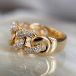 White Round Cut Half Eternity Cuban Link Wedding Band | Elegant Designer Jewelry for Women