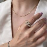 White Round Cut Half Eternity Cuban Link Wedding Band | Elegant Designer Jewelry for Women