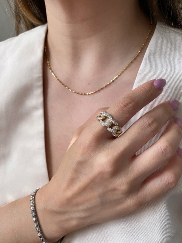 White Round Cut Half Eternity Cuban Link Wedding Band | Elegant Designer Jewelry for Women White Round Cut Half Eternity Cuban Link Wedding Band | Elegant Designer Jewelry for Women