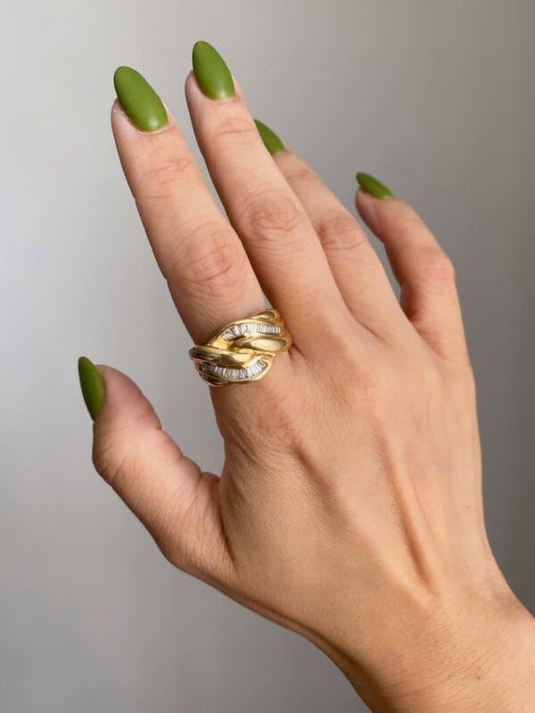 Tapered Baguette Cut Channel Set Knot Band Ring | Elegant Special Occasion Gift for Her | Designer Women’s Jewelry