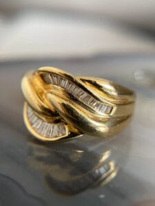 Tapered Baguette Cut Channel Set Knot Band Ring | Elegant Special Occasion Gift for Her | Designer Women’s Jewelry