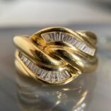 Tapered Baguette Cut Channel Set Knot Band Ring | Elegant Special Occasion Gift for Her | Designer Women’s Jewelry
