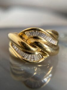 Tapered Baguette Cut Channel Set Knot Band Ring | Elegant Special Occasion Gift for Her | Designer Women’s Jewelry