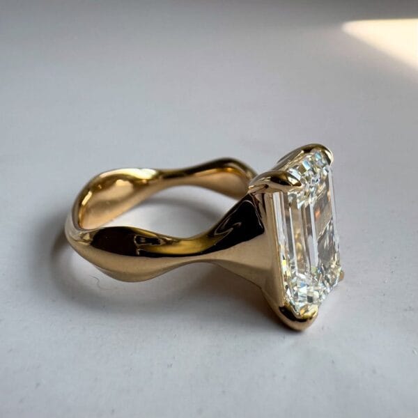 2.20Ct Emerald Cut White Solitaire Engagement Ring | Elegant Single Stone Statement Ring for Fiancée