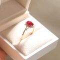 1.80Ct Red Oval Cut Halo Ring Set | Anniversary & Forever Gift Jewelry For Wife