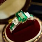 1.50Ct Green Emerald Cut Three Stone Engagement & Anniversary Ring | Elegant Wedding Jewelry For Women