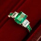 1.50Ct Green Emerald Cut Three Stone Engagement & Anniversary Ring | Elegant Wedding Jewelry For Women