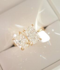 2.20Ct White Oval & Radiant Cut Toi Et Moi Ring | Two Stone Stacking Birthday Gift Jewelry For Women