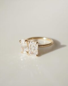 2.20Ct White Oval & Radiant Cut Toi Et Moi Ring | Two Stone Stacking Birthday Gift Jewelry For Women