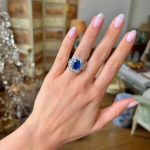 2.80Ct Blue Cushion Cut Solitaire Cluster Ring | Elegant Party Wear Jewelry Gift for Women