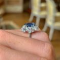 2.80Ct Blue Cushion Cut Solitaire Cluster Ring | Elegant Party Wear Jewelry Gift for Women