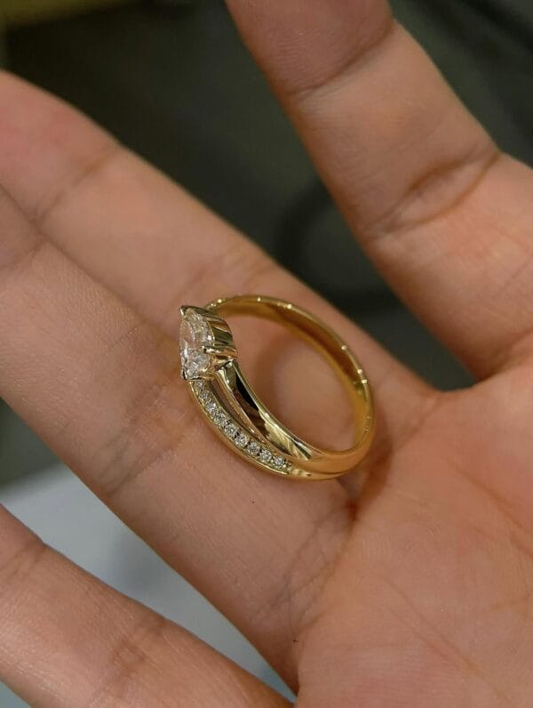 1.20Ct White Pear Cut Solitaire Engagement Ring | Open Wrap Promise Jewelry for Women