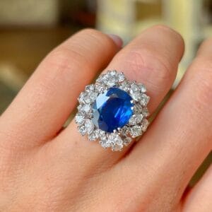 2.80Ct Blue Cushion Cut Solitaire Cluster Ring | Elegant Party Wear Jewelry Gift for Women
