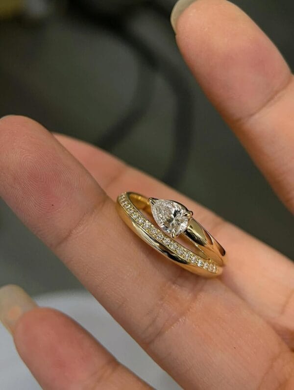 1.20Ct White Pear Cut Solitaire Engagement Ring | Open Wrap Promise Jewelry for Women