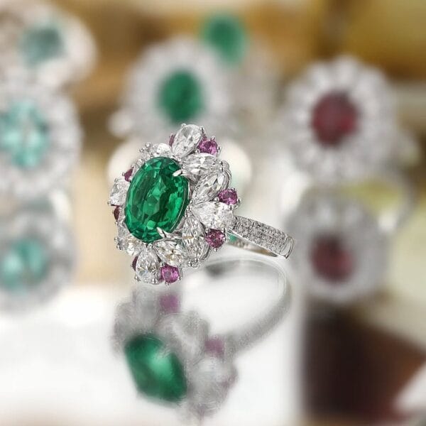 2.40Ct Green Oval Cut Halo Ring | Elegant Bridesmaid Wedding Jewelry | Special Occasion Gift for Her