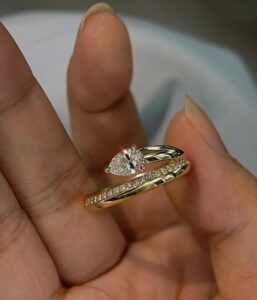 1.20Ct White Pear Cut Solitaire Engagement Ring | Open Wrap Promise Jewelry for Women